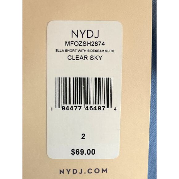NYDJ Women’s 2 Ella Bermuda Shorts Light Blue Denim jean Chino Side Slit Zip NWT - Picture 7 of 8